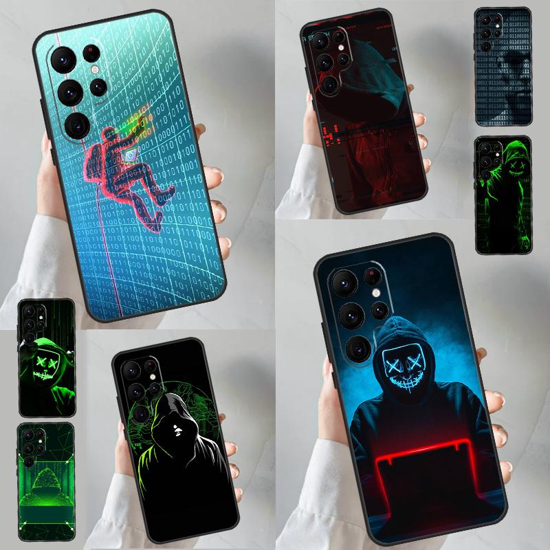 Matrix Hacker Case For Samsung Galaxy S22 S23 S24 Ultra S8 S9 S10 Plus Note 10 20 Ultra S20 S21 FE Cover