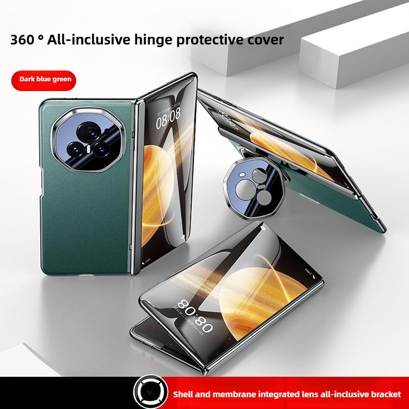 [Case and Film Integration] for Honor Magic V3 Case New Leather Center Axis Hinge All-inclusive Protective Belt Lens Holder Case