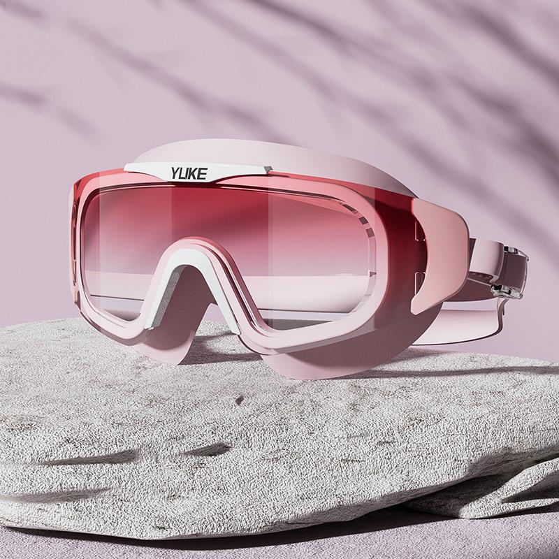 Новые модные очки для плавания с большой оправой, градиентные линзы, противотуманные, HD, водонепроницаемые, взрослые, профессиональные силиконовые очки для плавания