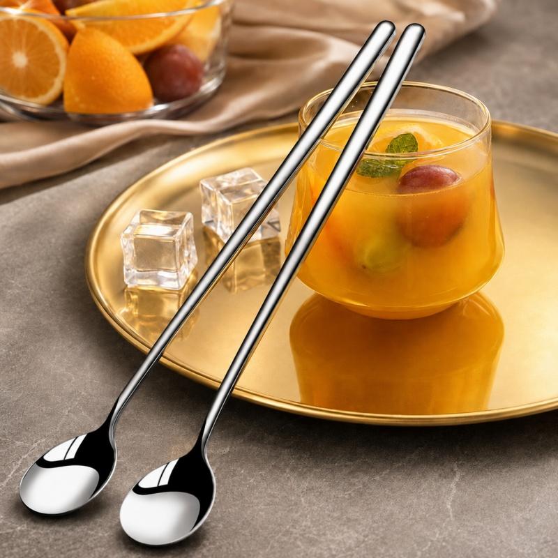 Stainless Steel Long Handled Spoon Coffee Tea Stirring Spoon Ice Cream Honey Dessert Spoon Kitchen Tableware