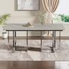 Dining Table, L180*B80*H75cm, Modern Stable Large Rectangular Dining Table for 6 People, Metal Legs, Grey + Silver