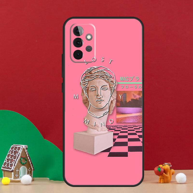 Кейс Vaporwave с греческой скульптурой для Samsung Galaxy A55 A52 A32 A12 A33 A06 A16 A26 A36 A56 A15 A53 A13 A34 A54 A14 A17