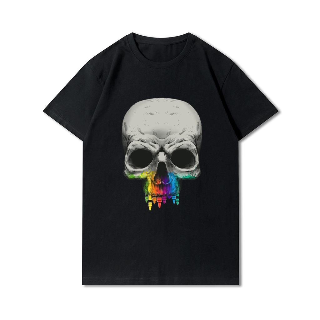 Plus Size 30 Patterns Cotton Harajuku Men T-Shirt Skull Print Tees Round Neck T Shirt Casual Tops