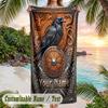 Royal Lion Crest Theme Quick Dry Beach Towel Custom Name Text Print Large Sand Resistant Towel Beach Vacation