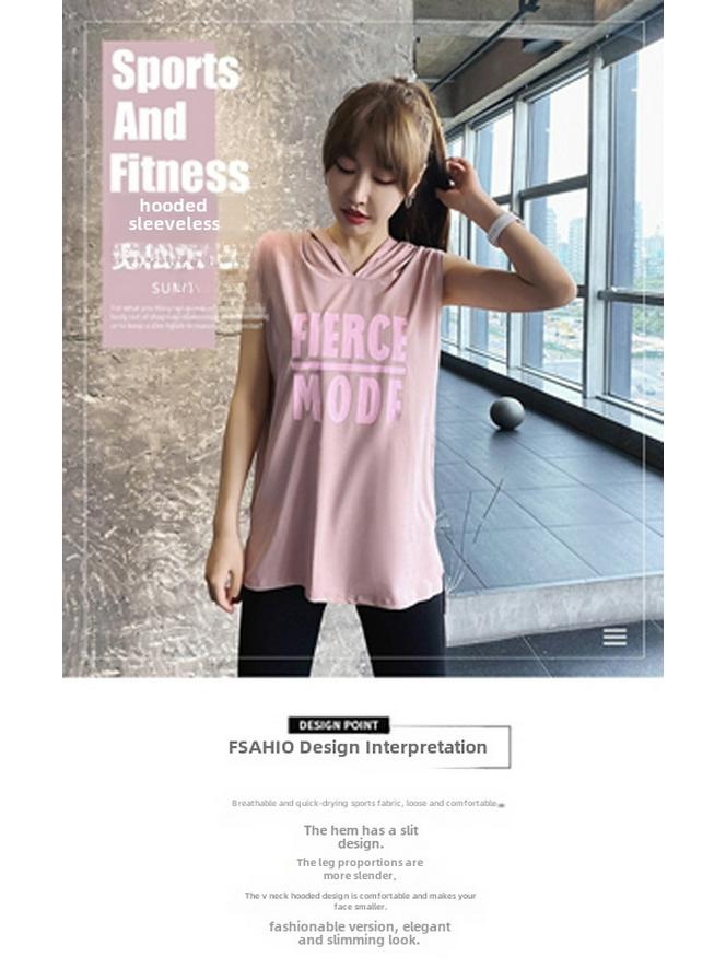 Women's Sleeveless Hooded Quick-Dry Sports Vest for Running, Fitness, and Yoga - Loose Fit Summer Top.