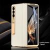 Кожаный чехол для телефона Samsung Galaxy Z Fold 6 5 4 3 Fold6 Fold5 с позолоченным магнитным шарниром и подставкой, задняя крышка с зеркальной пленкой