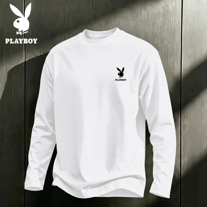 PLAYBOY Мужская хлопковая футболка с длинным рукавом и круглым вырезом