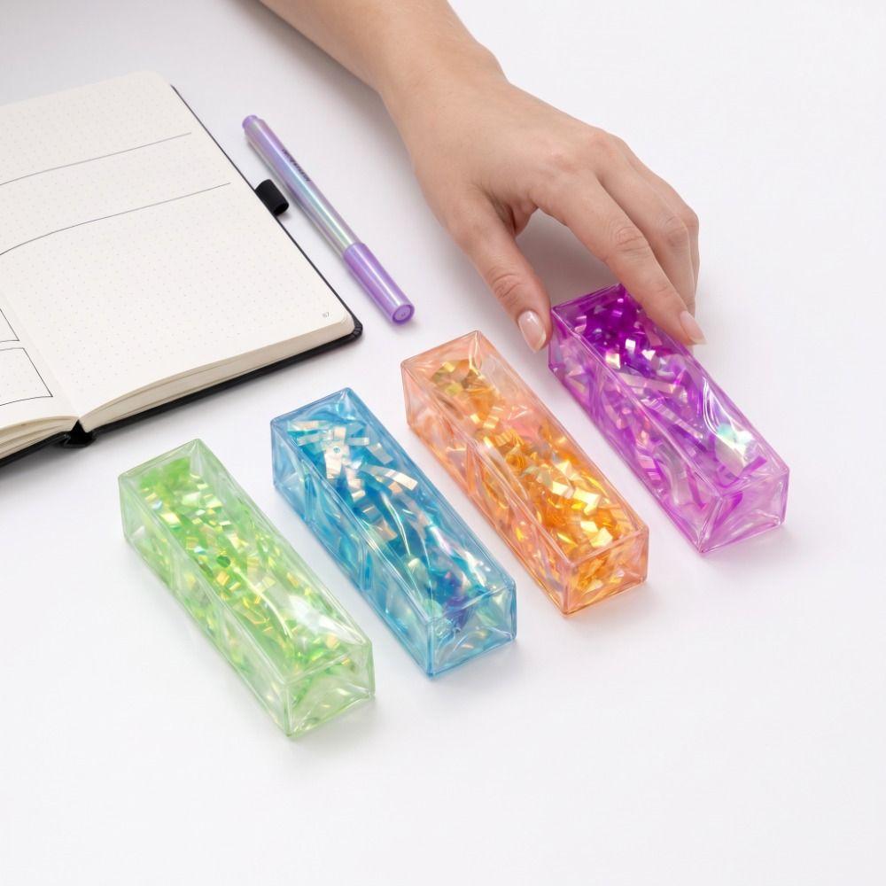 Transparency Butter Stick Squishy Toy Coloured Ribbon Butter Stick Pinch Home Decoration