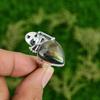 Natural Labradorite Promise Skull And Bone Adjustable Ring 925 Silver For Girls