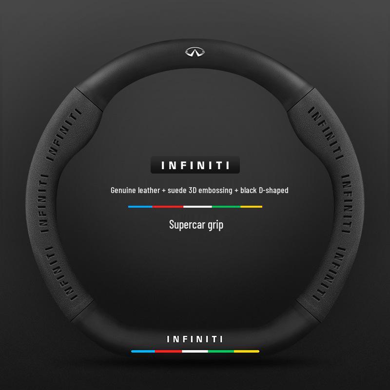 Infiniti Special Car Steering Wheel Cover - Genuine Leather, Suede, Carbon Fiber, Universal, Breathable, All-Season