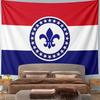A tricolor background with a fleur-de-lis in a circle of stars. Patterned tapestry for bedroom and living room home decor