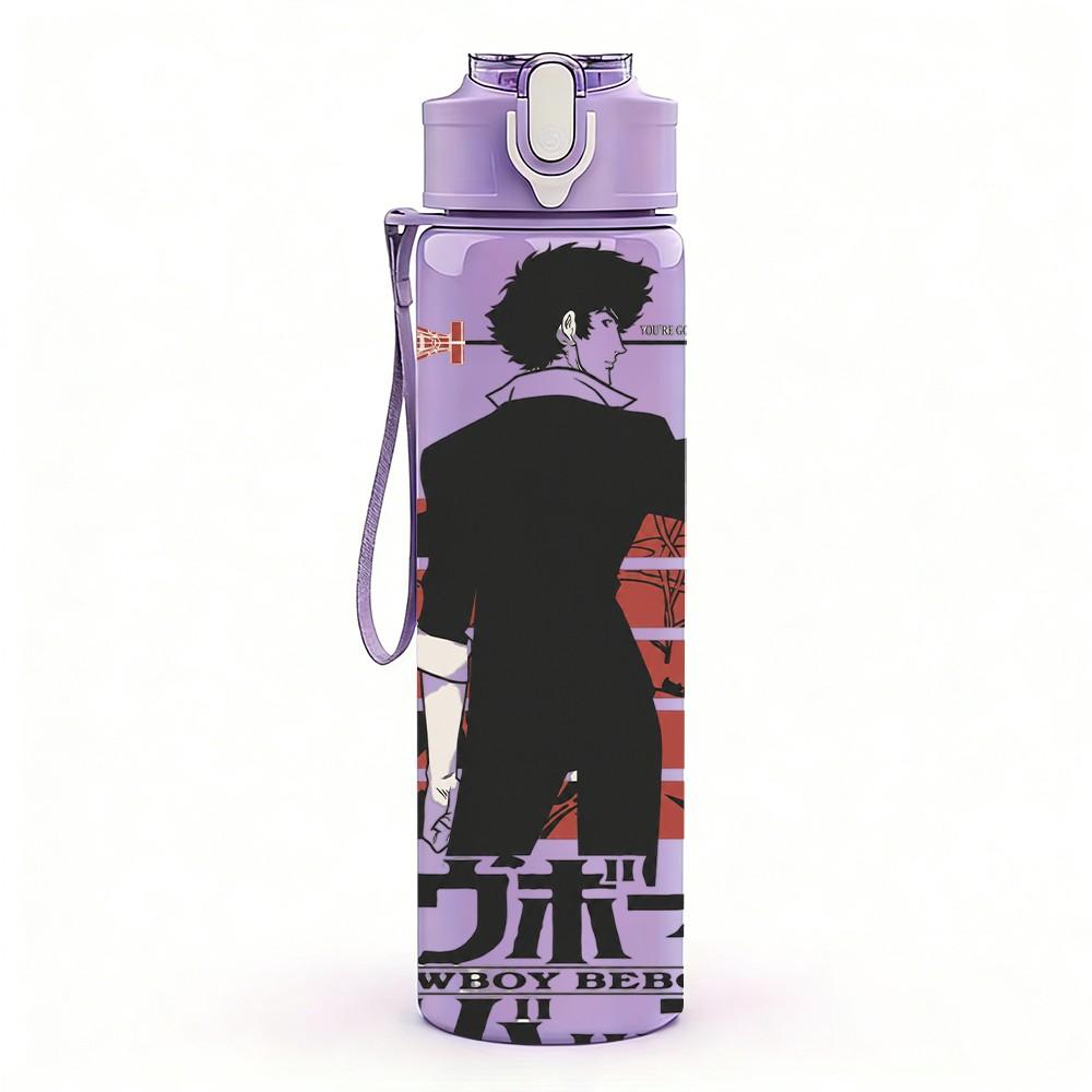 1PC Gunman Back View Art 750ml sports water bottle leakproof straw lid outdoor office home