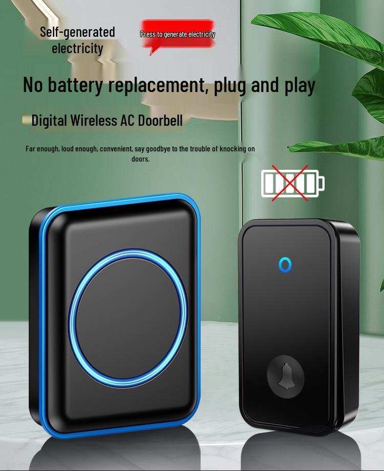 Wireless Self-Powered Waterproof Doorbell for Home with Long-Distance Two-Way Ringing