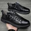 New Style Leather Embossed Men's Low-top Sneakers Men's Black Men's Shoes Loafers Fashion Trendy Shoes