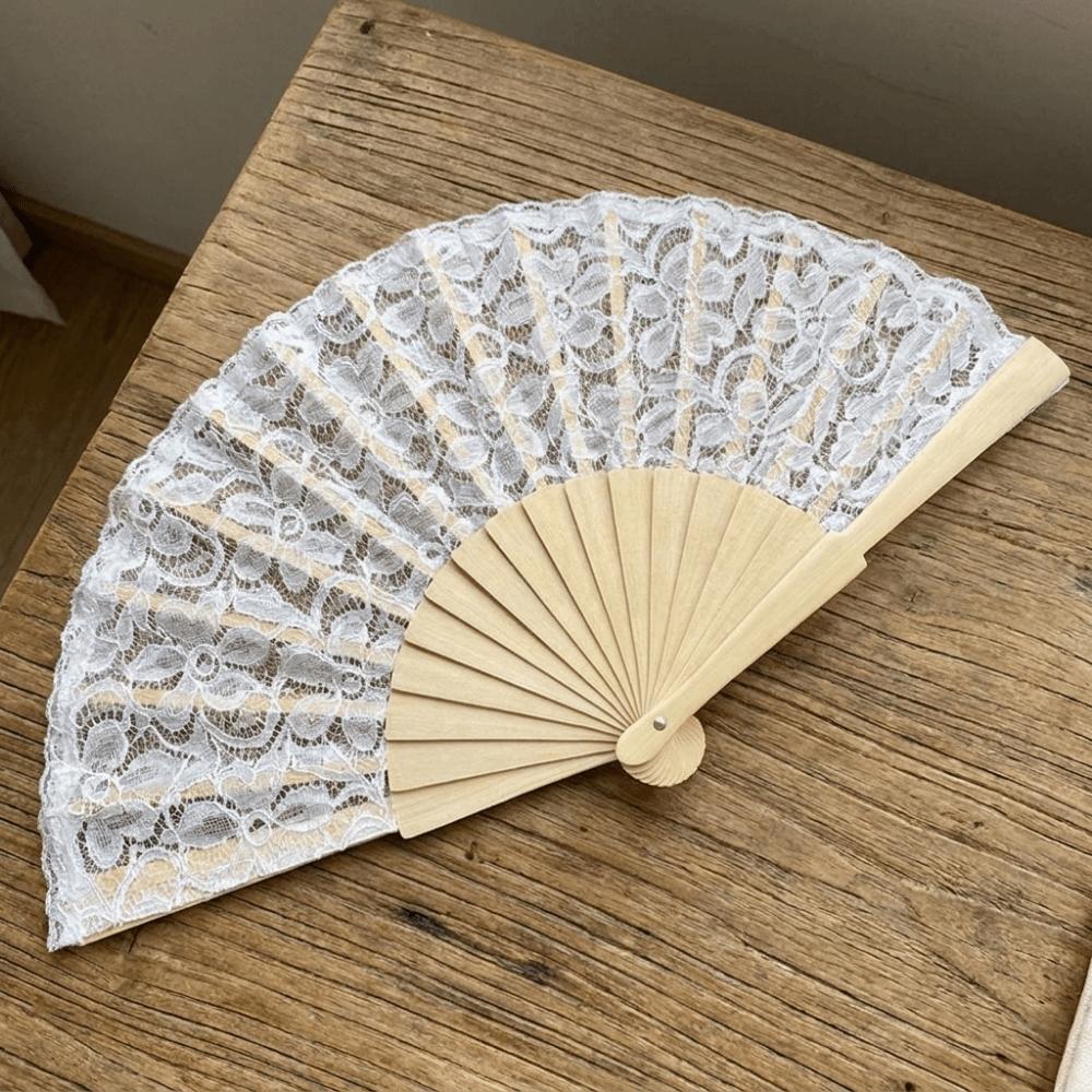 Antique Style Lace Hand Fan Floral Lace Women's Folding Fan Vintage Lace Fan Reception Decor