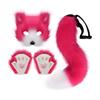 Furry Therian Costume Set for Girls Women Faux Fur Tail Plush Masque Fluffy Paw Gloves Set Fox Cat Wolf Animal Cosplay Accessories for Halloween