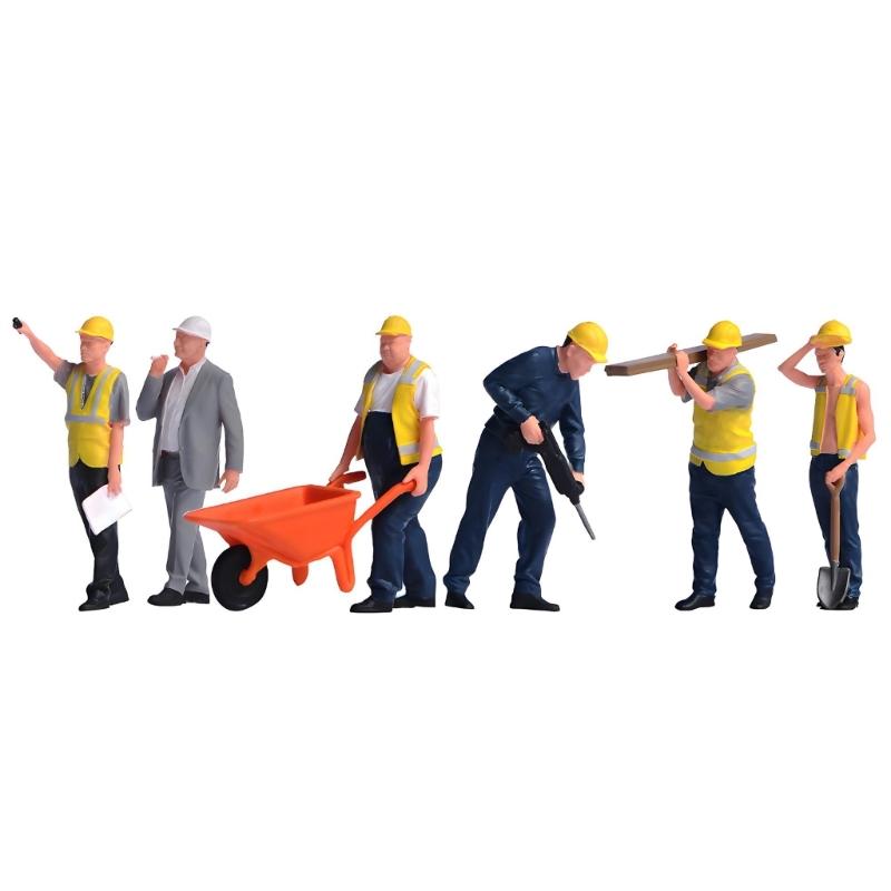 Фигурки строительной бригады Professional Craft Фигура 1:Смоляные художественные аксессуары масштаба 1:64 для моделей железных дорог и витрин