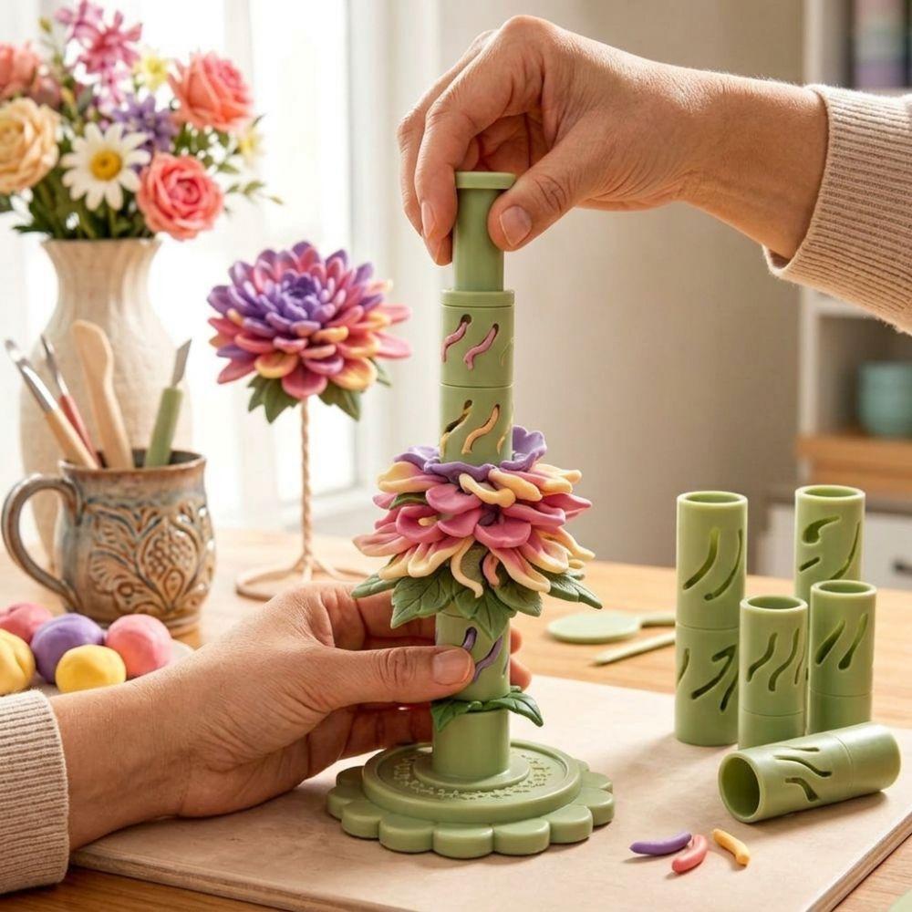 9 Shaping Sleeves Modular Clay Bloom Maker 3D Printed DIY Clay Floral Mold Tool Polymer Clay