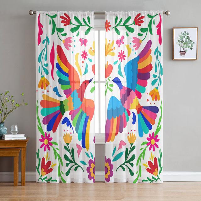 Ветка розы, птица, прозрачная вуаль, занавеска для окон, тюлевые шторы для гостиной, спальни, шифоновые шторы