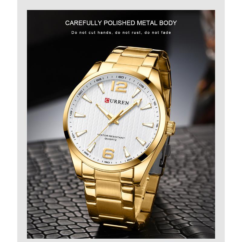 CURREN Новые лучшие мужские часы, повседневные кварцевые часы, простые мужские водонепроницаемые часы