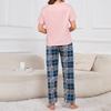 Женский клетчатый пижамный комплект с принтом, мягкая и удобная футболка с круглым вырезом, эластичные шорты и штаны для дома, одежда для сна, домашняя одежда