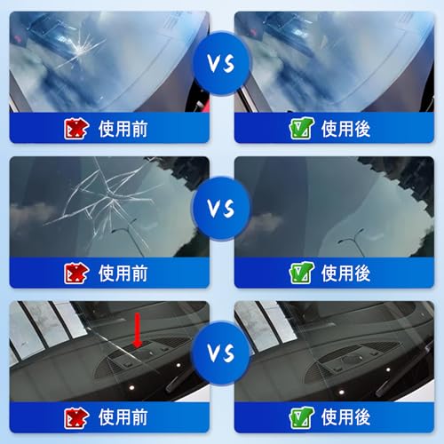 LOCBONDSO Glass Repair Kit, Stone Chip Scratch Repair Kit, Windshield Stone Chip Repair Kit, 2pcs Repair Fluid, Japanese Instruction Manual Inclu