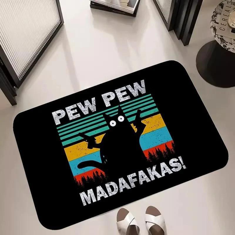 Коврик для двери с принтом кота Madafakas, коврик для прихожей, кухни, балкона, гостиной, ковер для входа, декор для дома, нескользящий коврик
