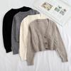 Spring Autumn Women's Short Style High-waisted Slim Sweater Women Single-breasted Knitted Cardigan Twist Small Jacket
