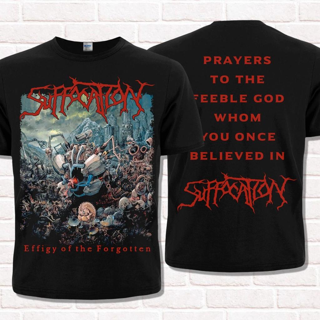 Черная футболка Suffocation Изображение Забытого 1991 Брутальный дэт-метал Футболки Топы Унисекс Хлопок Короткий рукав Уличный стиль