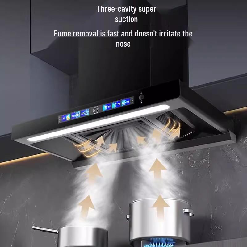 European Style High Suction Kitchen Range Hood: Top Mount T-Type with Automatic Cleaning.