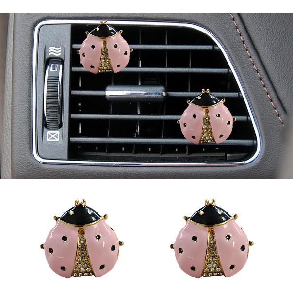2PCS Ladybug Car Dashboard Air Vent Trim Clips, Alloy Animal Auto Air Outlet Clip Decoration, Cute Car Interior Diffuser Vent Clip Accessories for