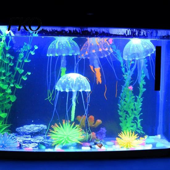 Non-toxic Aquarium Ornament Faux Jellyfish, Soft Silicone Fluorescent Realistic Floating Jellyfish for Saltwater Tanks Safe Fish Tank
