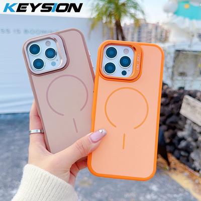 KEYSION Матовый чехол для телефона с покрытием Soft-touch, подставка для линз, для Magsafe, для iPhone 16 Pro Max 16 Plus, магнитный, для беспроводной зарядки, противоударный