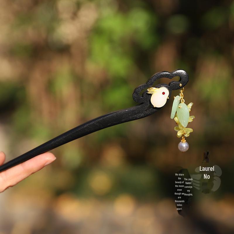 Заколка для волос с кисточкой из искусственного черного дерева в старинном стиле - аксессуар ханьфу для женщин