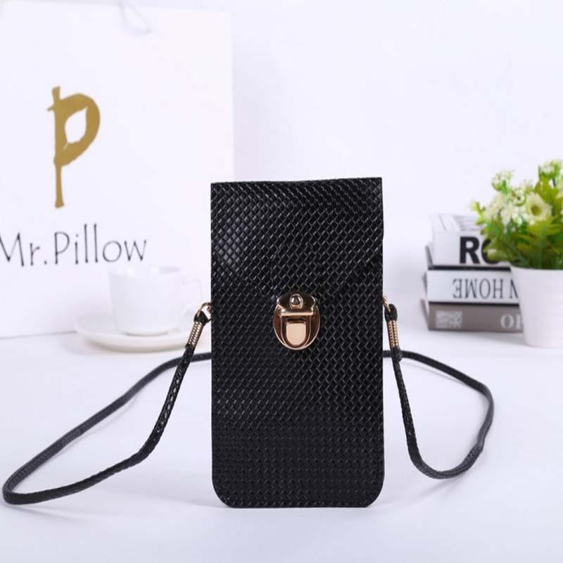 Classic Leather Women Cell Phone Wallet Pocket Purse With Shoulder Bags