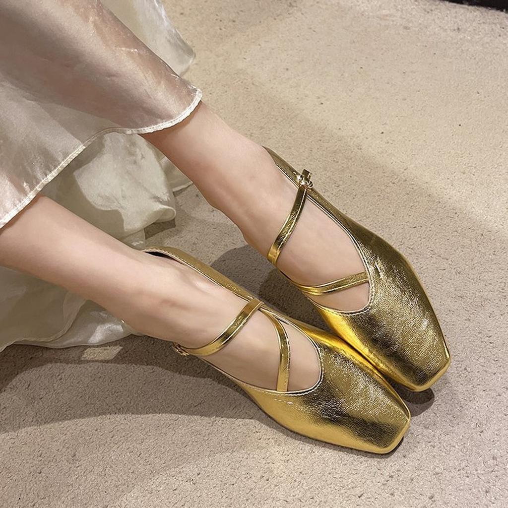 Женские Классические Кожаные Квадратный Носок Плоская Подошва Mary Jane Модная Пряжка Повседневные Балетки Удобные Закрытый Носок Рабочие Туфли-Лоферы