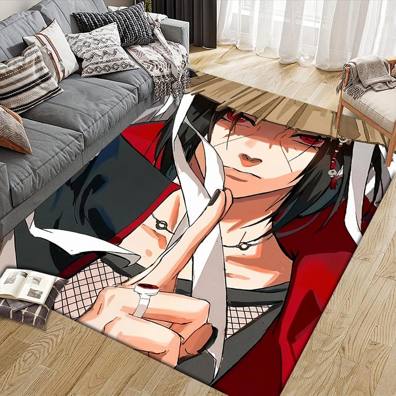 Uchiha Itachi Theme Illustration Square Area Rug, Non-Slip Floor Mat for Bedroom, Perfect Gift for Itachi Fans.chl