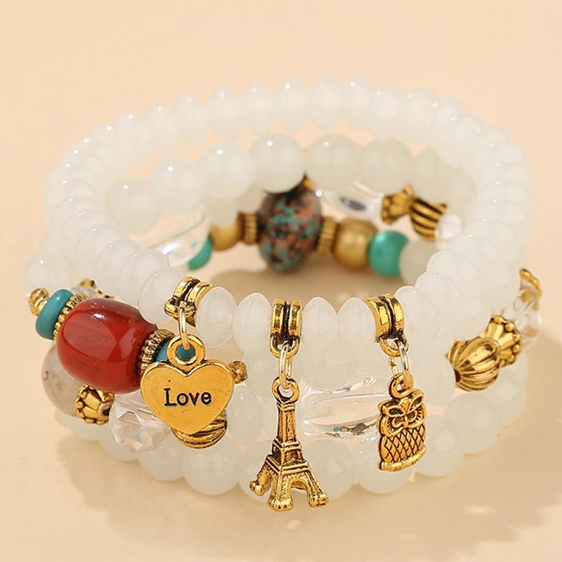 4 шт., комплект браслетов из бисера в богемном стиле с совой для женщин, массивные бусины ручной работы, браслеты-цепочки, женские ювелирные изделия в стиле бохо, подарки