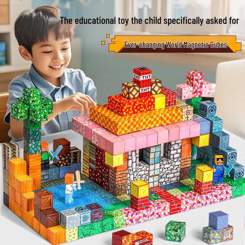 Магнитные кубики-конструкторы - Сильный магнитный пазл-игрушка для мальчиков и Архитектурные модели