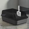 Semi-enclosed Cat Litter Box Large Capacity Cat Bedpans Anti-Spill & Sand-Leakage Pet Toilet Plastic Cat Sandbox Sanitary Tray