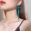 Модные зеленые блестящие длинные серьги с бриллиантами и кисточками, роскошные серьги для женщин, 1 пара