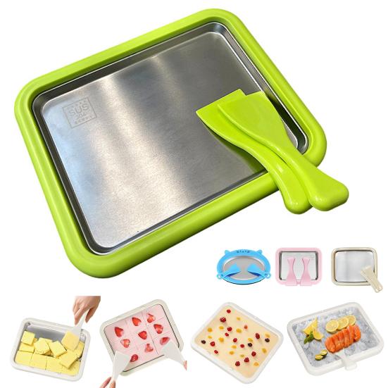 Ручная машина для заморозки йогурта из нержавеющей стали для приготовления роллов из мороженого для домашнего использования, набор для десертов «Сделай сам» со скребком