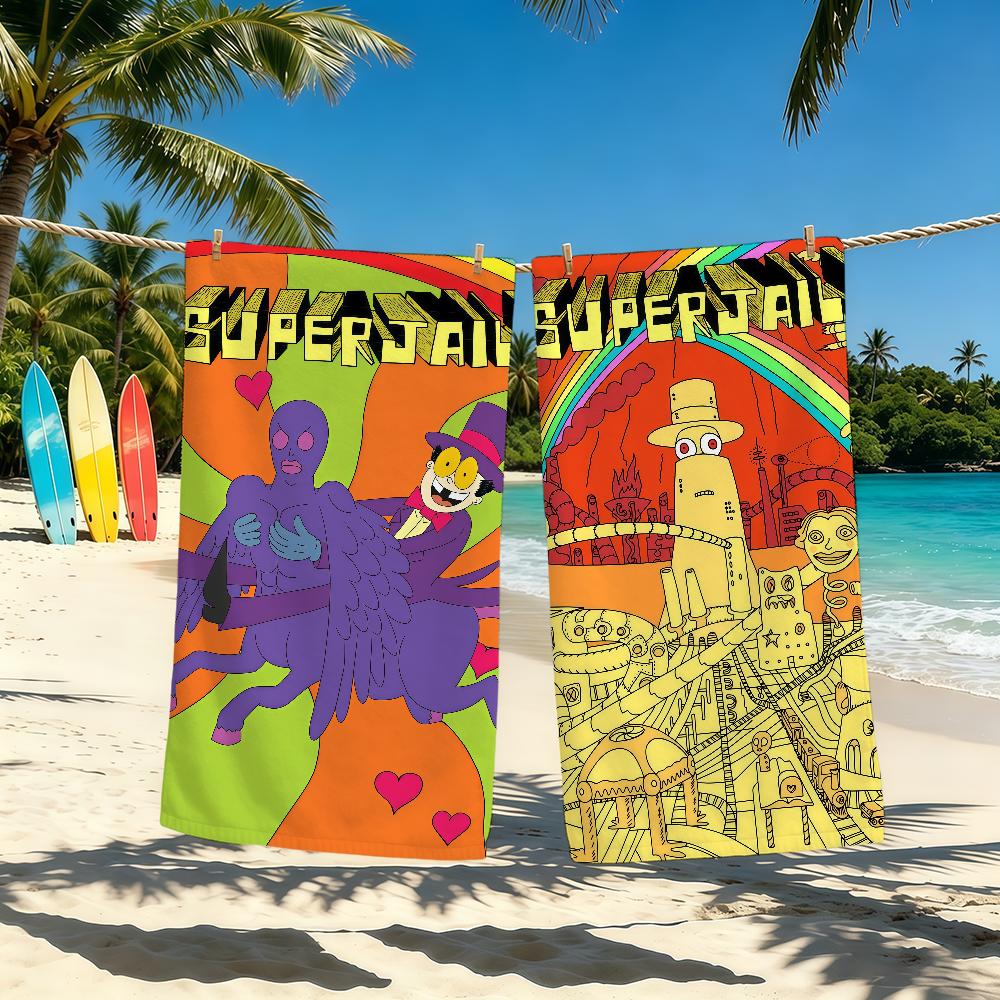 Мультяшное Анимационное Полотенце S-Superjail-ES для Кемпинга на Открытом Воздухе Пляжное Полотенце Супер Впитывающее Быстросохнущее Летнее Полотенце