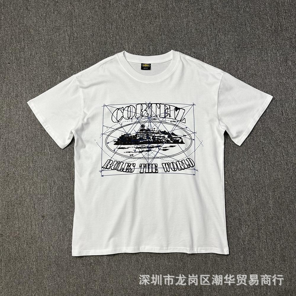 Cross-border Corteiz tide brand Alcatraz summer retro printing men's and women's trend loose casual short-sleeved T-shirt