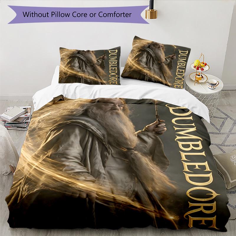 3pcs Hogwarts9 Design Cover Set - HD Printed Bedding with 1 Cover and 2 Pillowcases - Perfect for Home and Dorm Decor