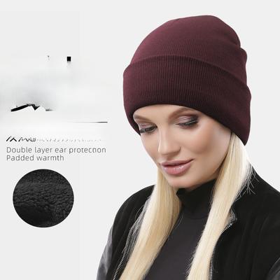 Осень и Зима Однотонная Мягкая Вязаная Шапка для Женщин Корейский Стиль Спортивная Шапка из Шерсти для Большой Головы Американская Защита Ушей Теплая Шапка от Холода Мужская
