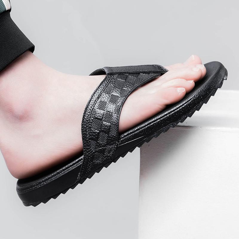 Модные стильные мужские шлепанцы для улицы, модные мужские летние пляжные шлепанцы на плоской подошве, дышащие сандалии, мужские тапочки, простые шлепанцы ручной работы, полушлепанцы