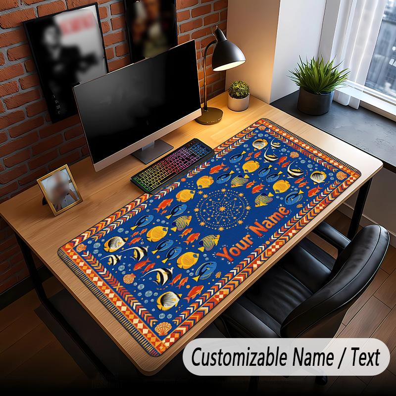 Fish Ocean Theme Custom Mouse Pad Personalized With Name Text Customized Desk Mat For Office Home Decor