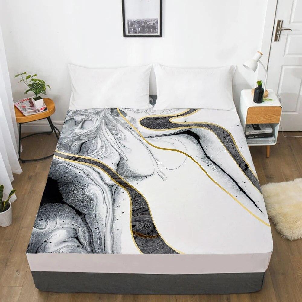 Наматрасник, простыня на резинке, простыни, постельное белье, простыня королевского размера, 160X200 см, скандинавский серый мрамор