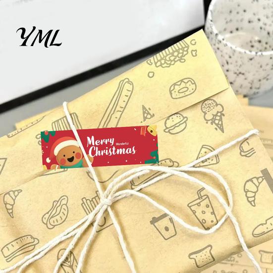 Decorative Gift Box Labels Christmas Sealing Stickers, Self-adhesive Labels, Coated Paper Stickers Roll for Envelope Seals And Boxes Packaging